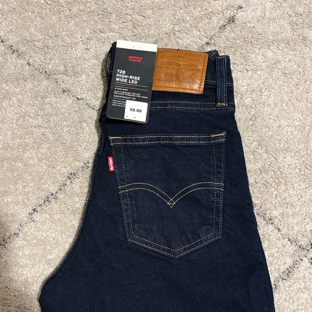 Levi's Women's Dark Blue High-Rise Wide Leg Jeans